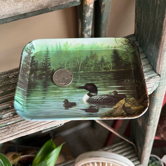 Mini Melamine Tray Made In Italy with Ducks Pond/Lake Water Scene 4” x 5.5” - Picture 2 of 4